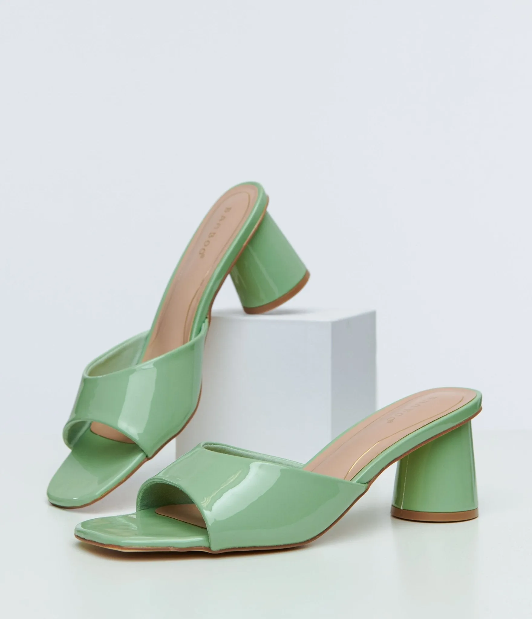 1970s Sage Green Square Toe Mules