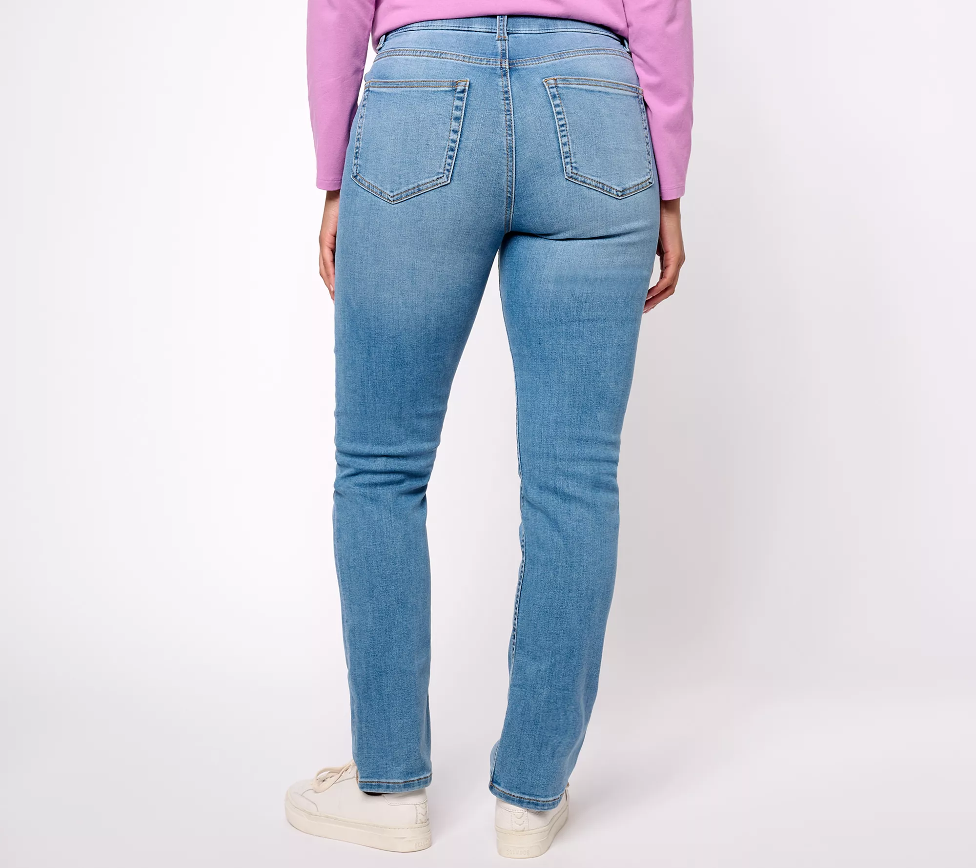 "As Is" Denim & Co. Easy Stretch Regular Relaxed Strght Leg Jeans