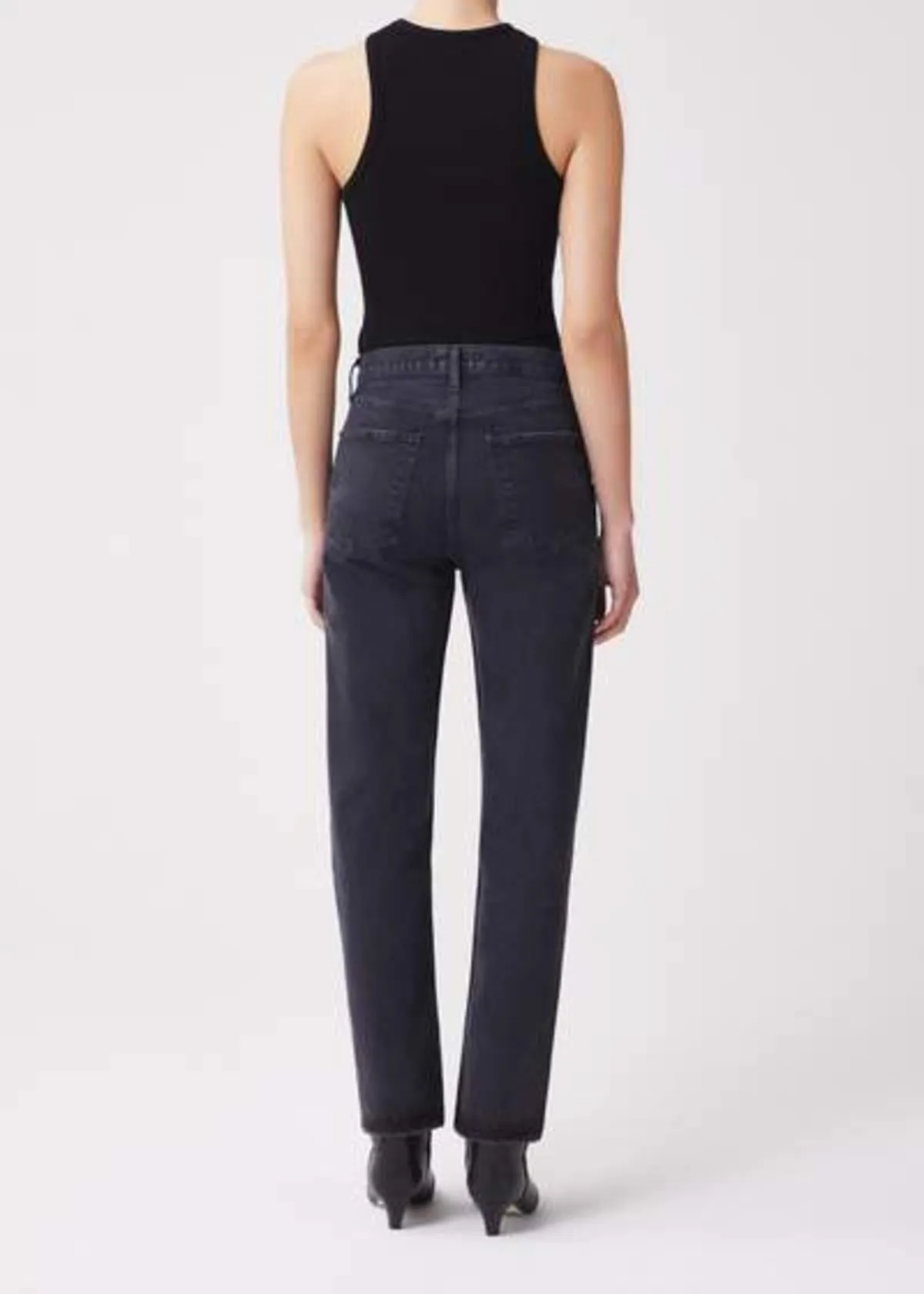 90's Pinch Waist High Rise Straight Jeans - Black Tea