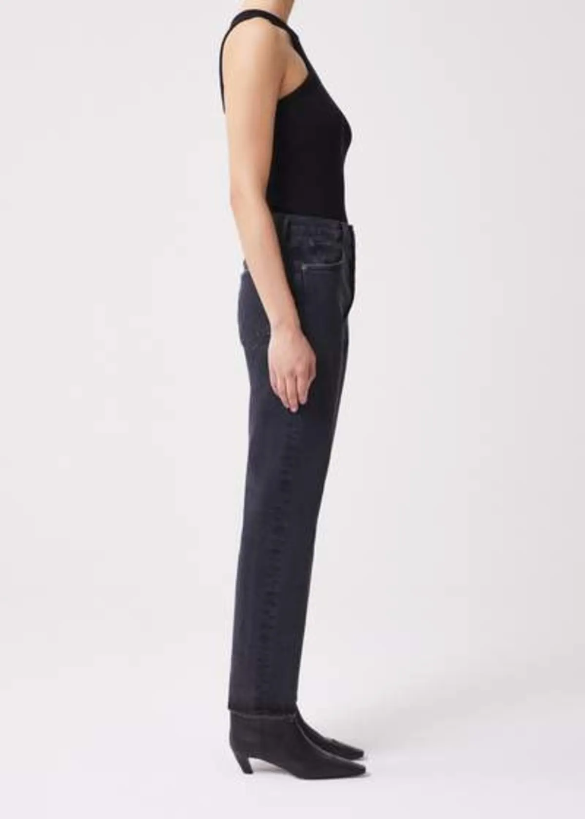 90's Pinch Waist High Rise Straight Jeans - Black Tea