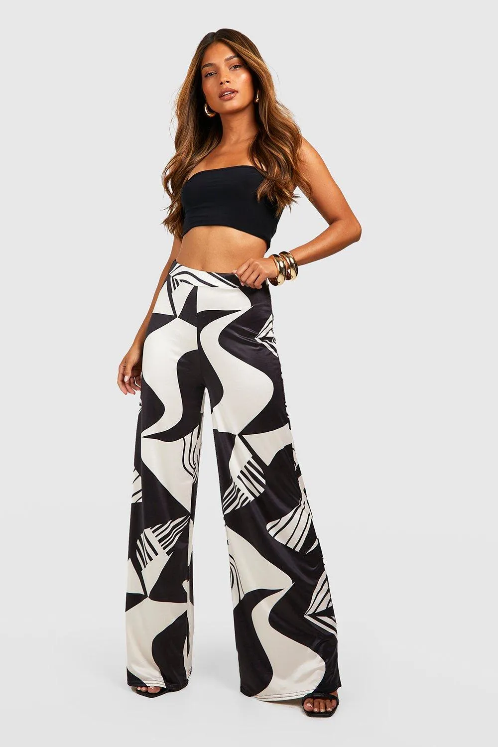 Abstract Printed Wide Leg Pants