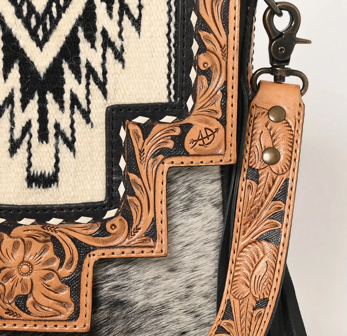 American Darling Black & White Saddle Blanket Hair On Purse