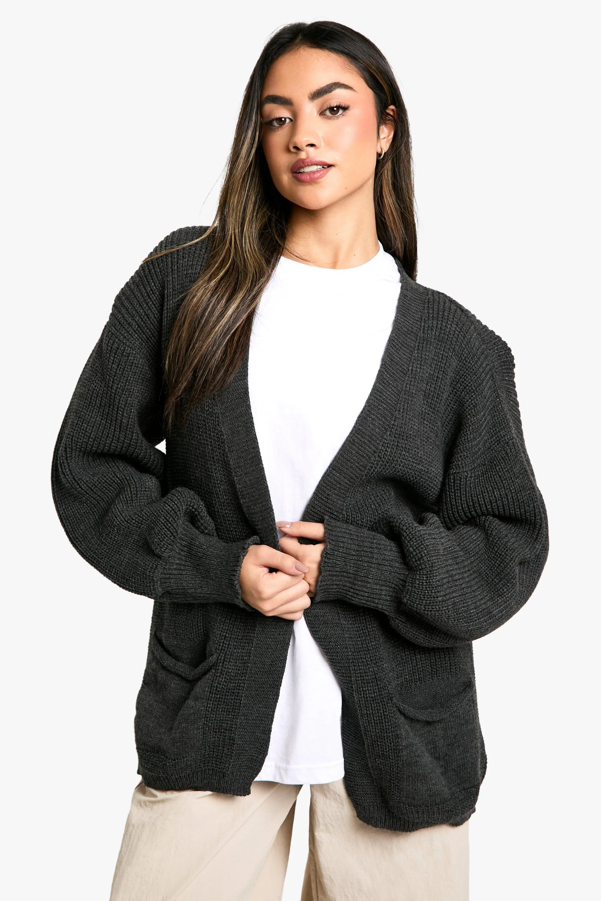 Balloon Sleeve Knitted Cardigan