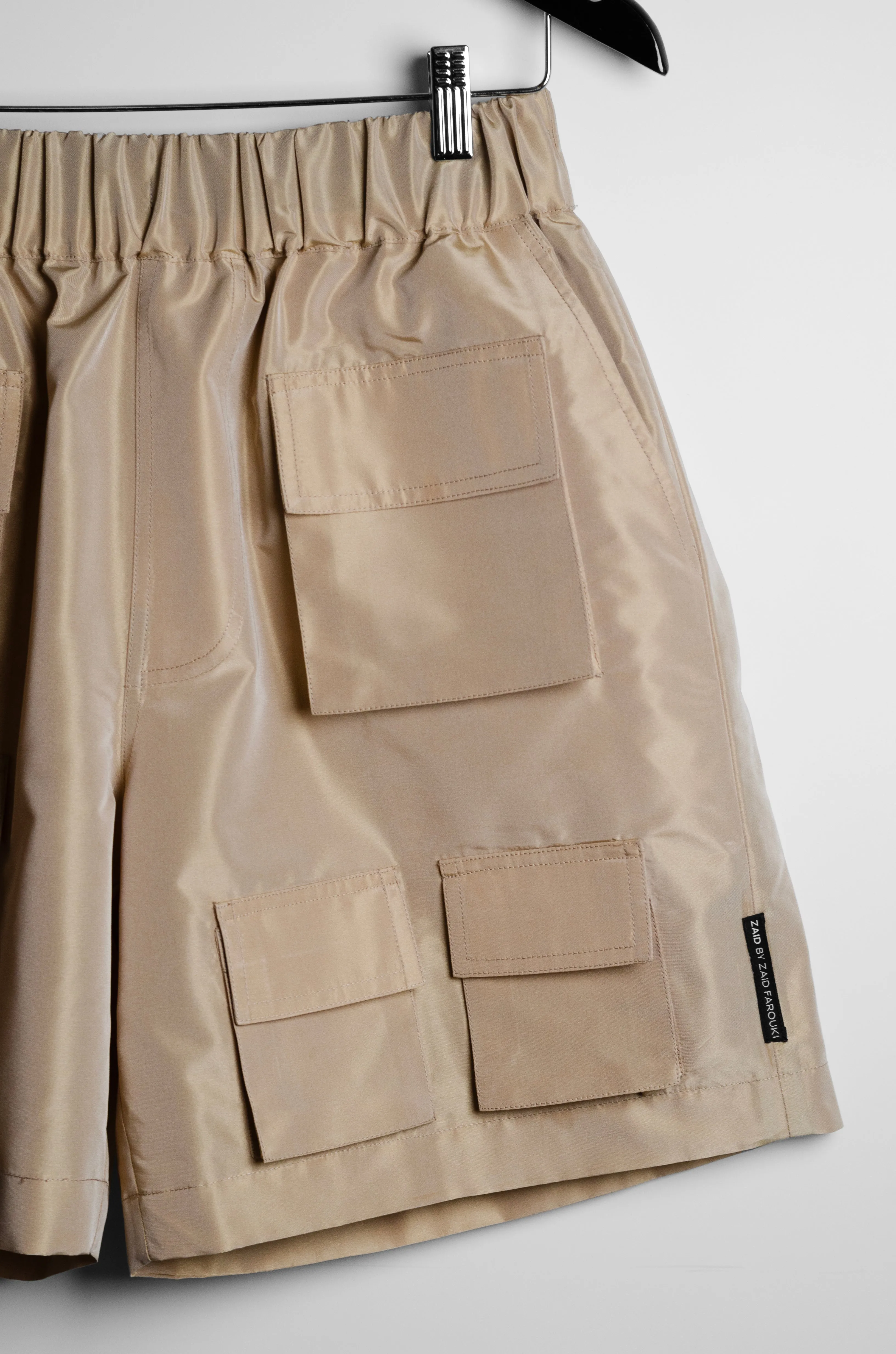 Beige Parachute Shorts