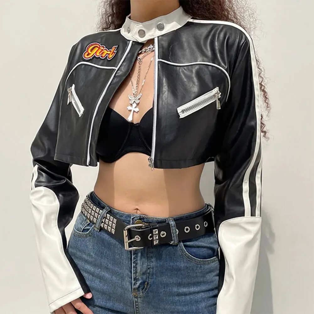 Biker Girl Leather Cropped Jacket