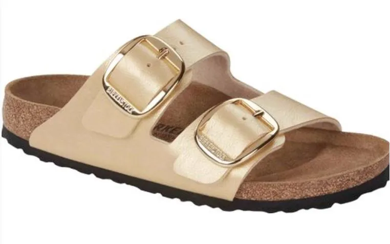 Birkenstock Arizona Big Buckle Graceful Pearl White Licorice Sandals Slides Mules NEW