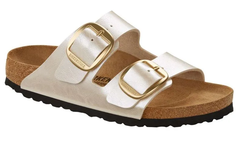 Birkenstock Arizona Big Buckle Graceful Pearl White Licorice Sandals Slides Mules NEW