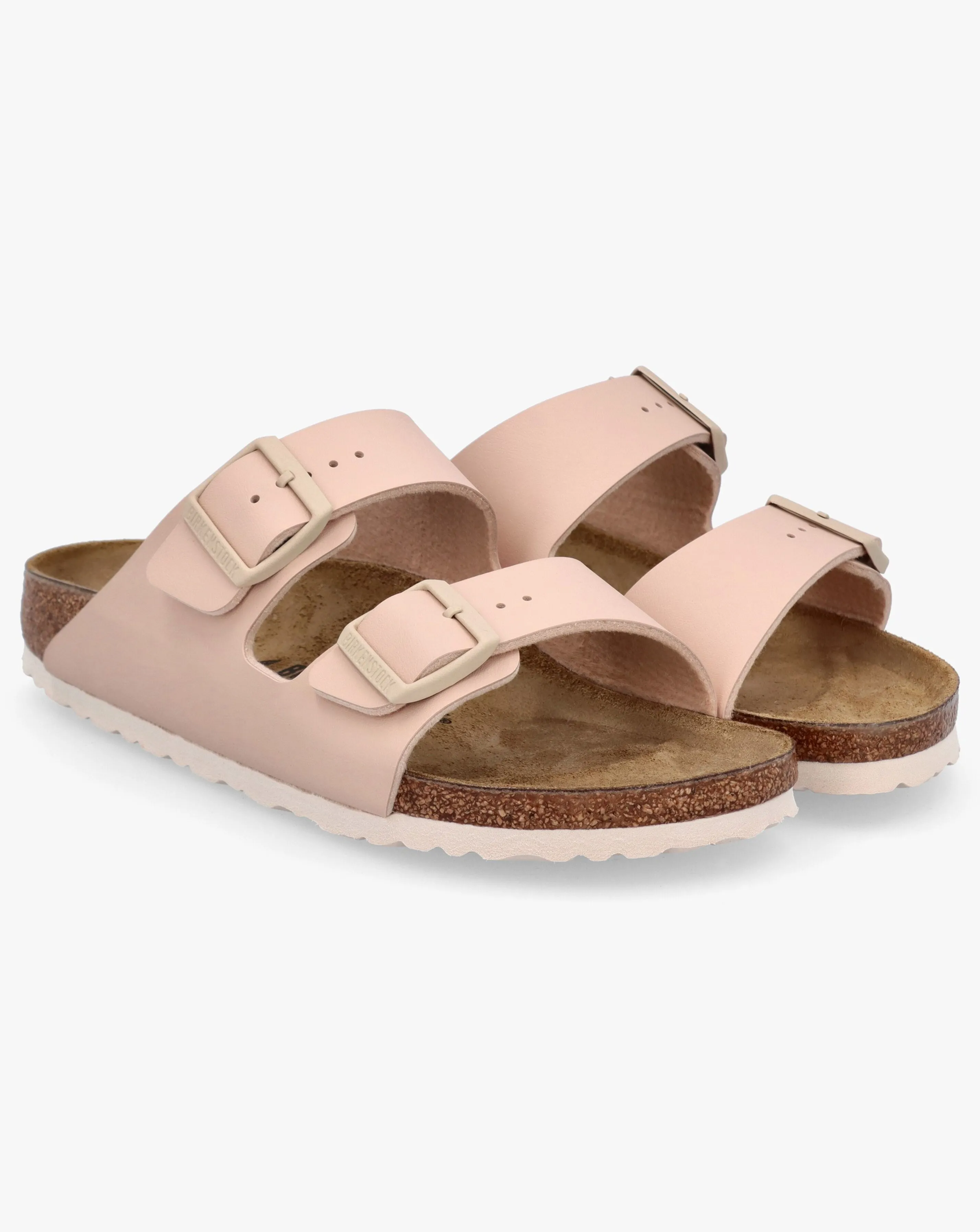 Birkenstock Arizona Birko-Flor New Beige Two Bar Mules Narrow Width | Simply Be