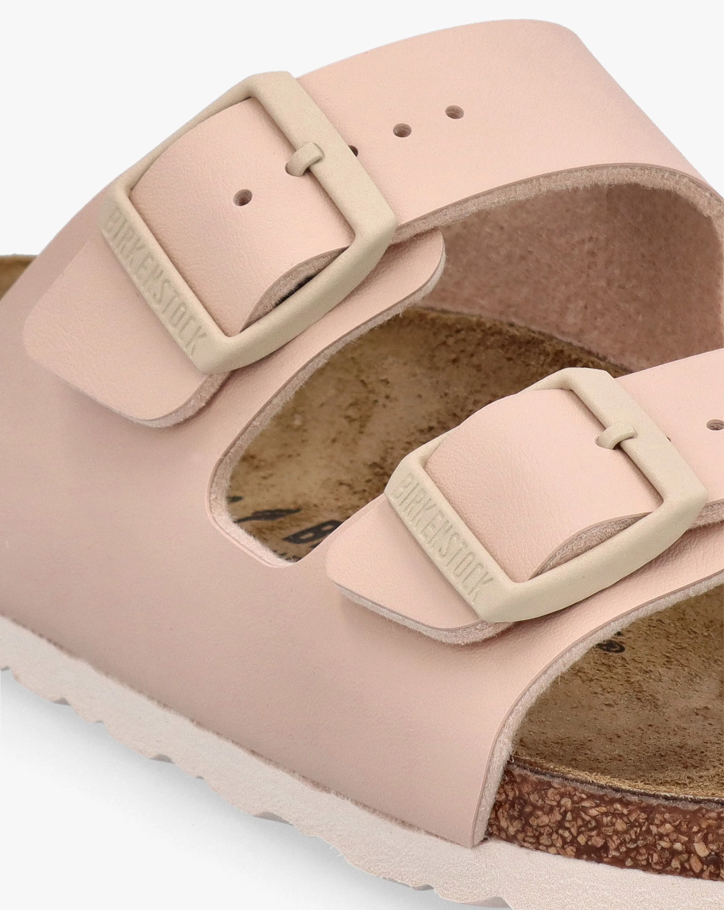 Birkenstock Arizona Birko-Flor New Beige Two Bar Mules Narrow Width | Simply Be