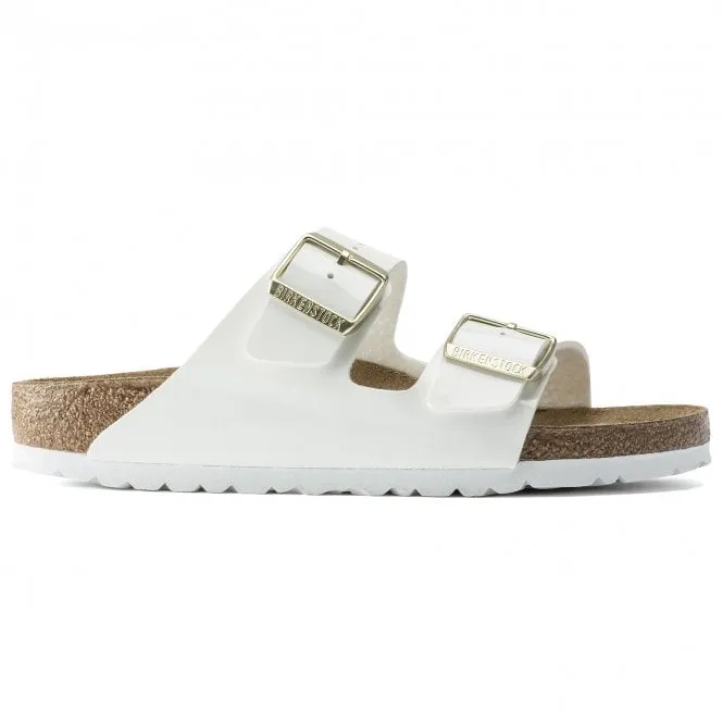 BIRKENSTOCK  Womens Arizona Patent White Double Strap Buckle Mules 1005293