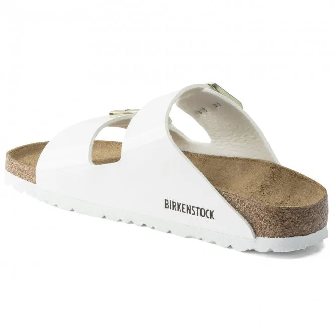 BIRKENSTOCK  Womens Arizona Patent White Double Strap Buckle Mules 1005293