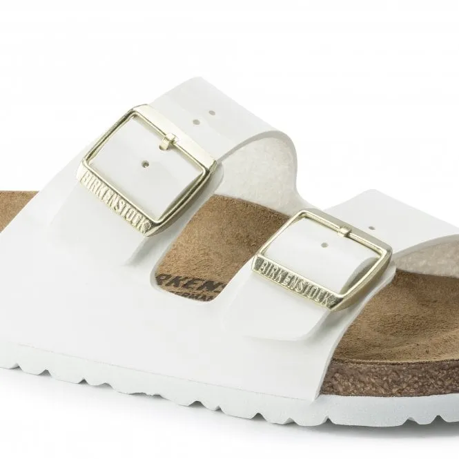 BIRKENSTOCK  Womens Arizona Patent White Double Strap Buckle Mules 1005293