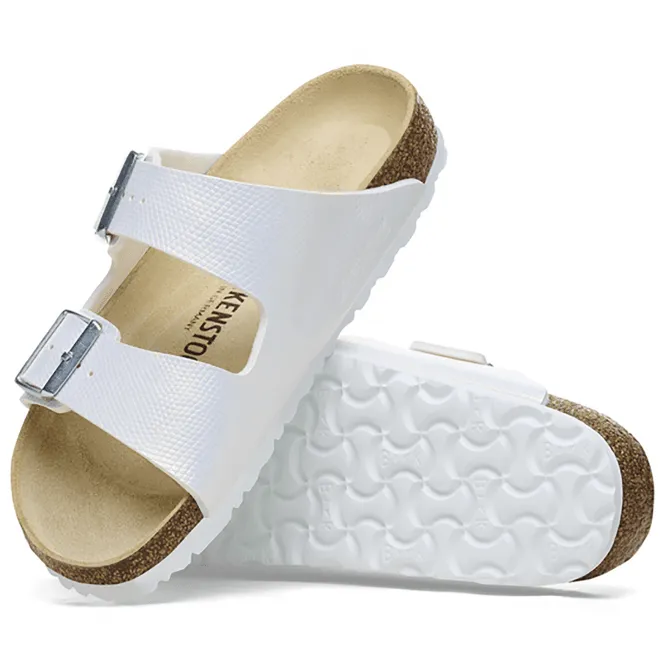 BIRKENSTOCK  Womens Arizona Shiny Lizard White Double Strap Buckle Mules 1026500