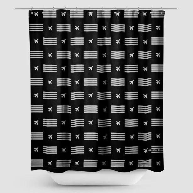 Black Pilot Stripes - Shower Curtain