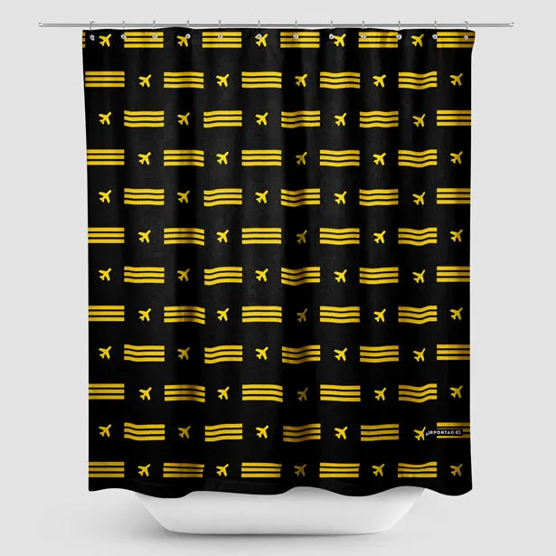 Black Pilot Stripes - Shower Curtain