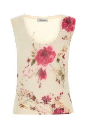 Blumarine Printed Stretch Wool Blend Vest