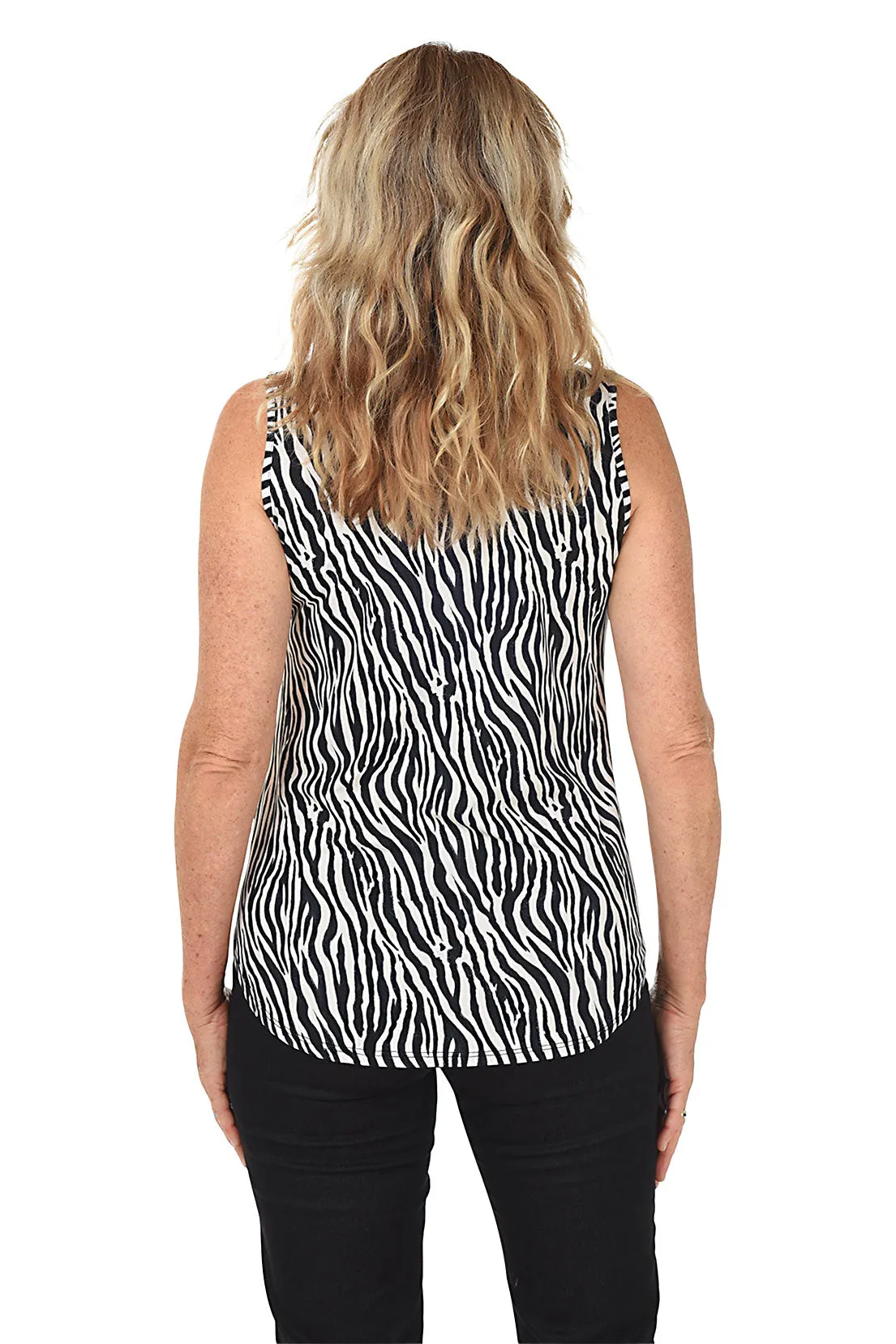 Bold Zebra UPF50+ Split Neck Sleeveless Top