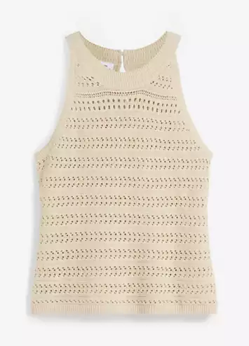 bonprix Pointelle Knit Sleeveless Top | Grattan