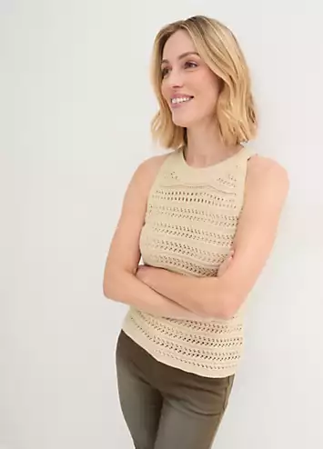 bonprix Pointelle Knit Sleeveless Top | Grattan