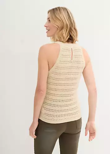 bonprix Pointelle Knit Sleeveless Top | Grattan