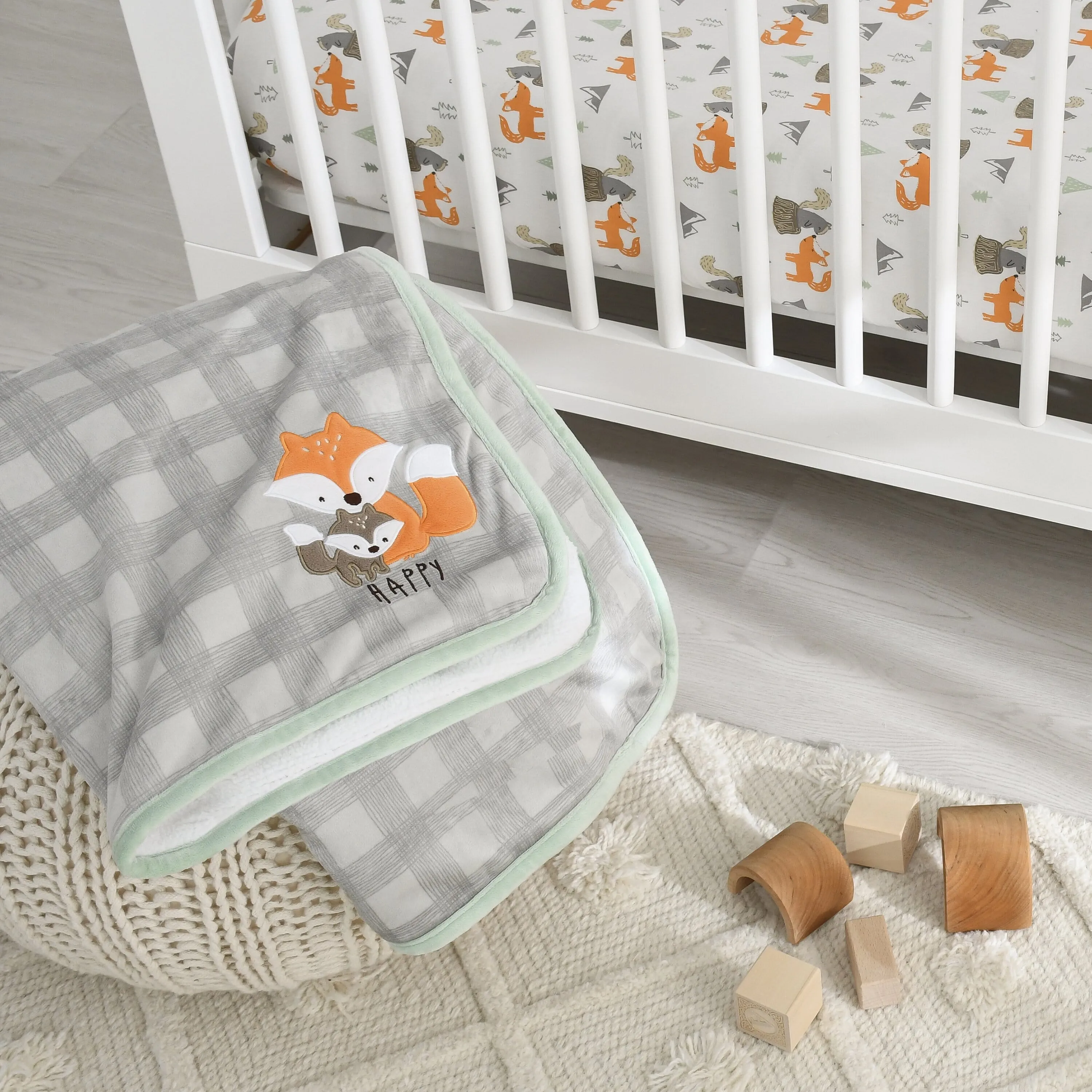 Boys Happy Fox Plush Blanket