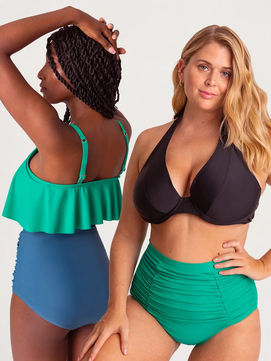 Bundle Shapermint Essentials - 1 Halter Bikini Top + 1 Ruffled Bikini Top