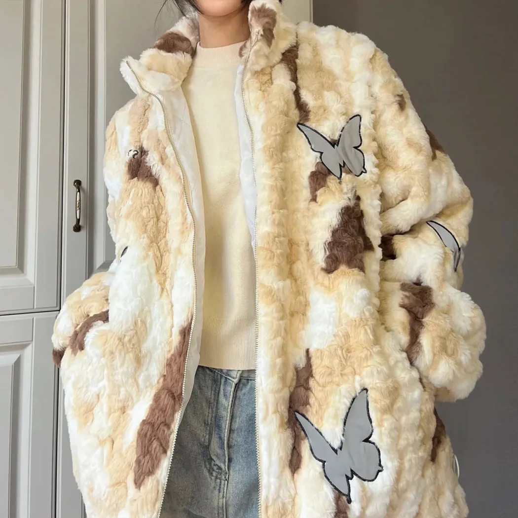 Butterfly Aesthetic Oversized Fur Jacket