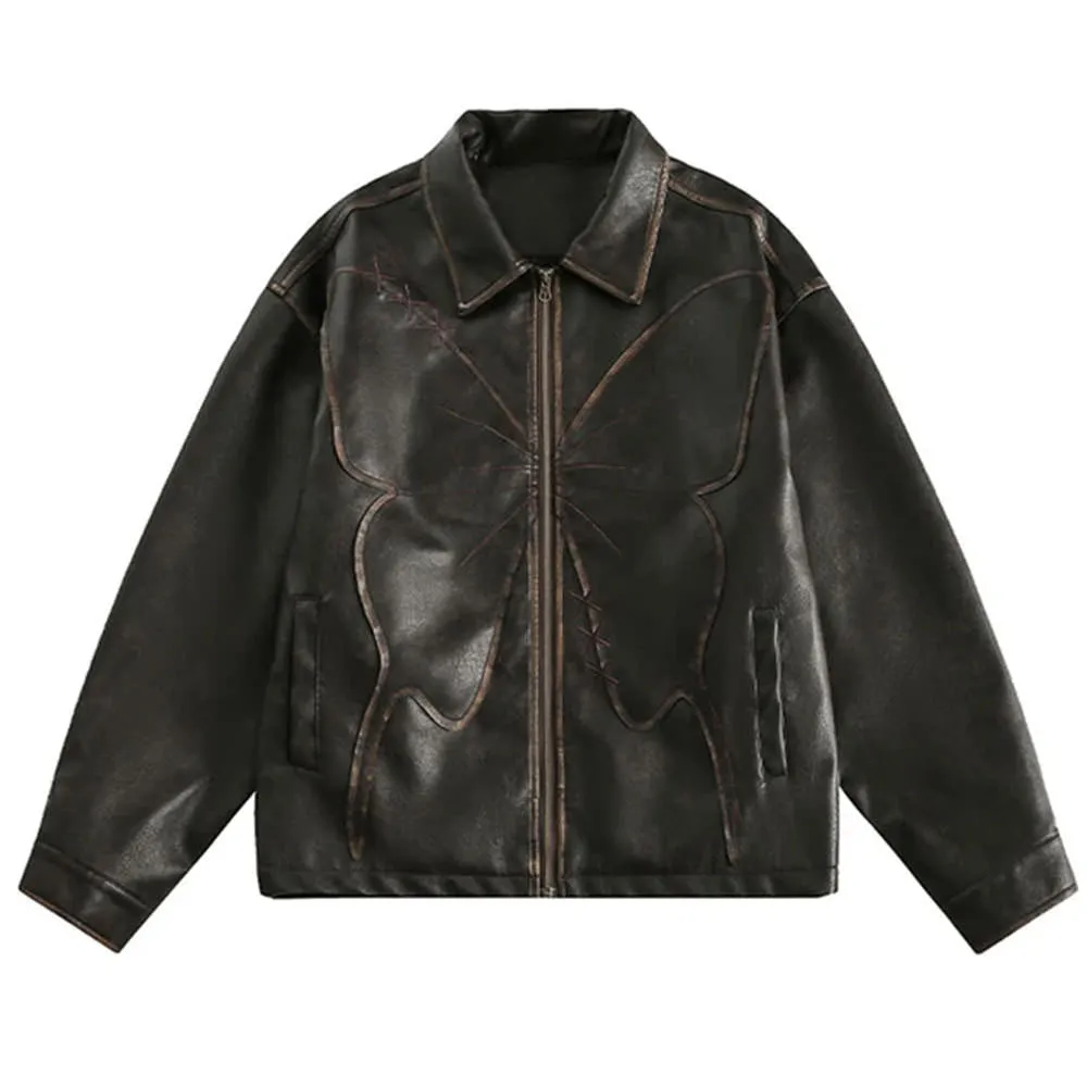 Butterfly Distressed Leather Jacket