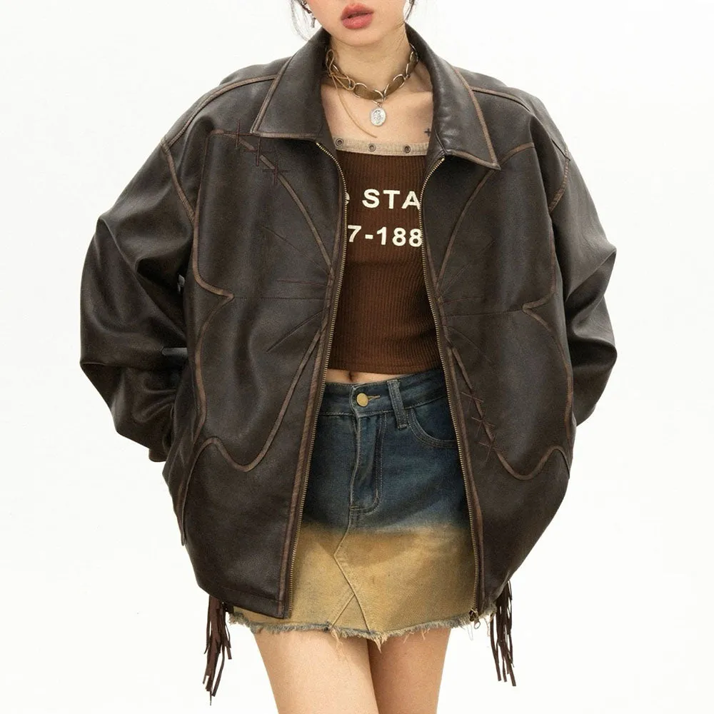 Butterfly Distressed Leather Jacket