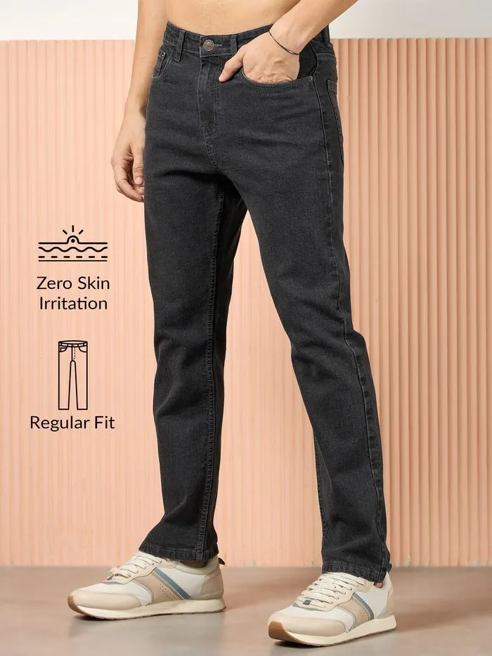 Buy Ink Black Regular Fit Mens Jeans Online in India -Beyoung