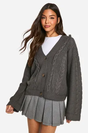 Cable Knitted V Neck Cardigan