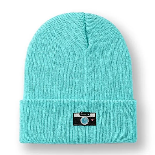 Camera Embroidered Cuffed Beanie