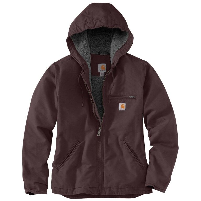 Carhartt Women's Loose Fit Washed Duck Sherpa Lined Jacket in Blackberry