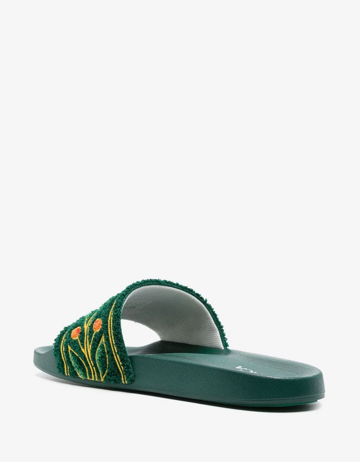 Casablanca Green Embroidered Terry Slider Sandals