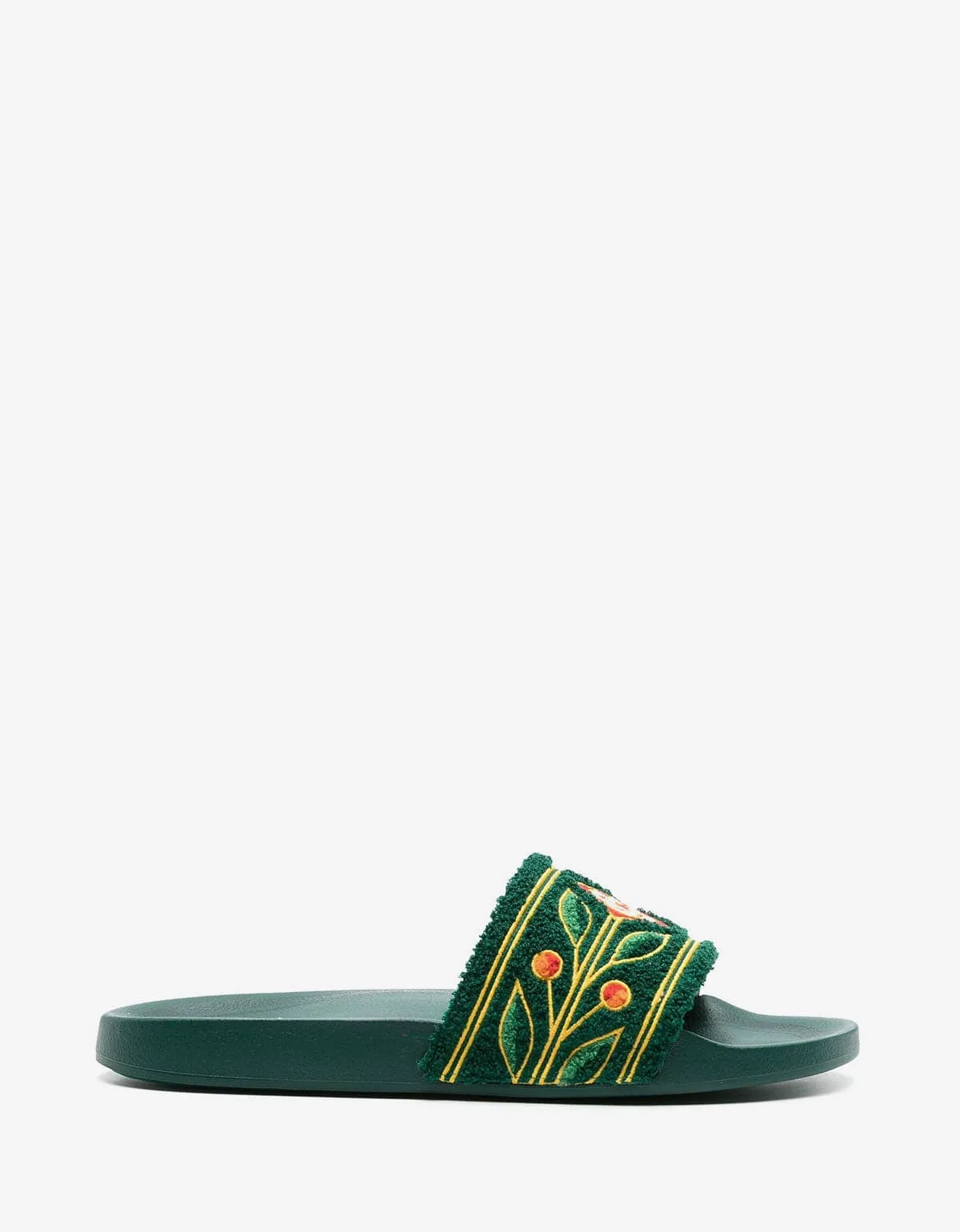 Casablanca Green Embroidered Terry Slider Sandals