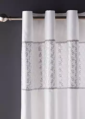 Catherine Lansfield Deco Sequin Pair of Eyelet Lined Curtains - White | Kaleidoscope