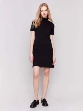 Charlie B C3182 Short-Sleeve Mock Neck Sweater Dress