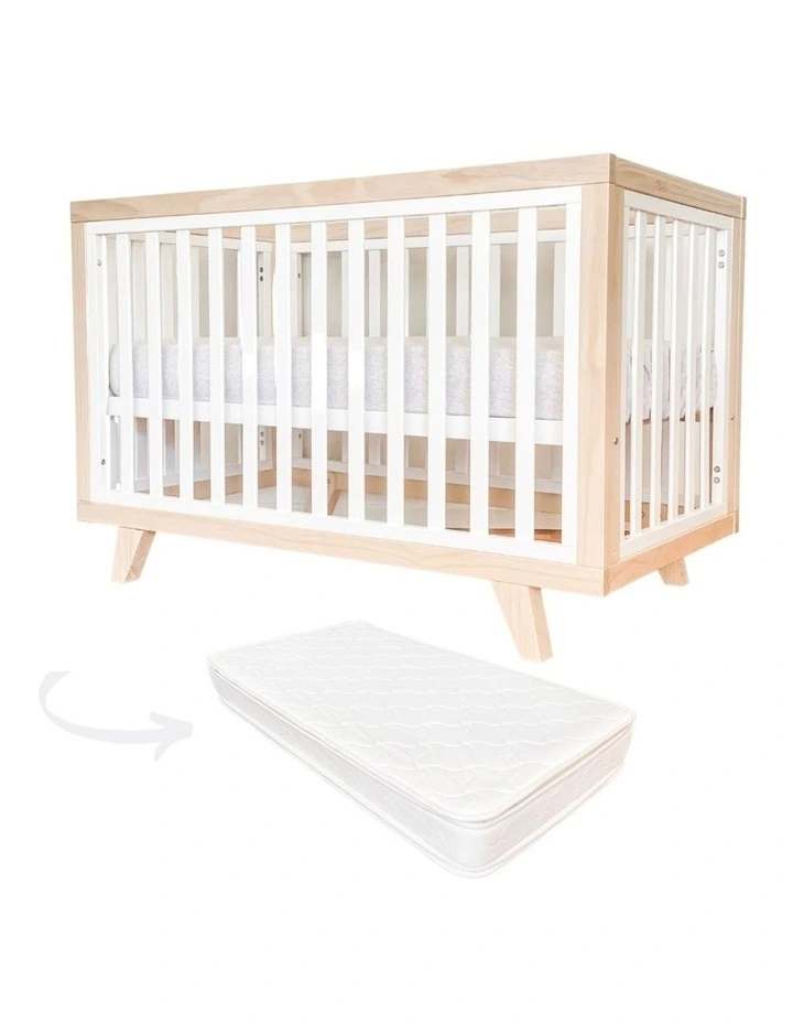 Chelsea Cot Natural & Rest Innerspring Mattress