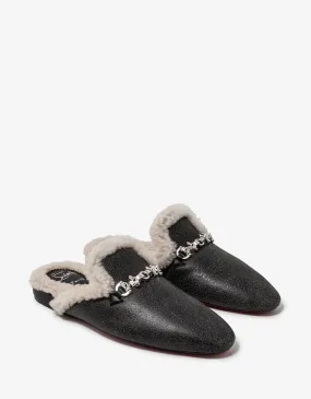 Christian Louboutin Woolito Swing Black Nappa Leather Mules