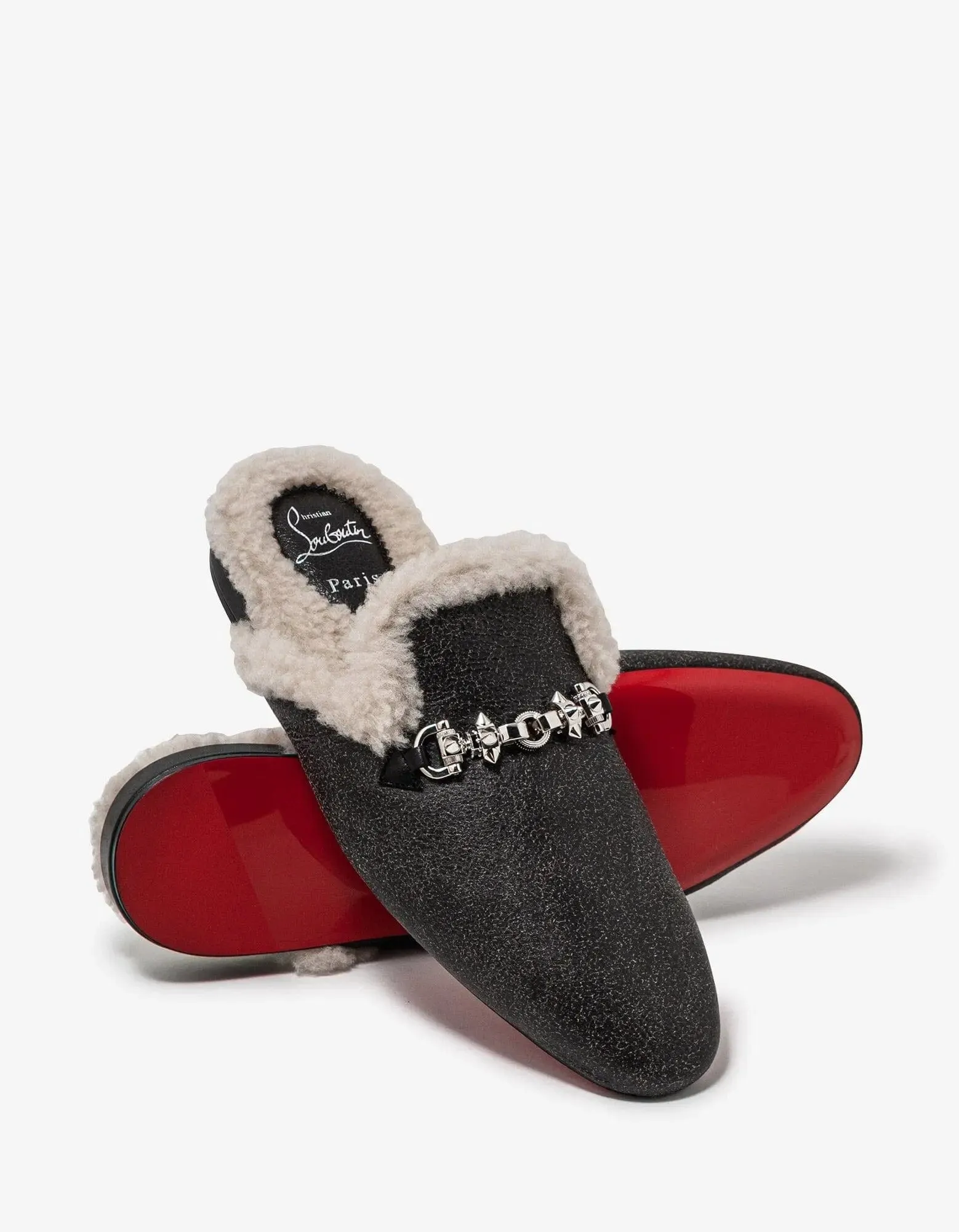 Christian Louboutin Woolito Swing Black Nappa Leather Mules