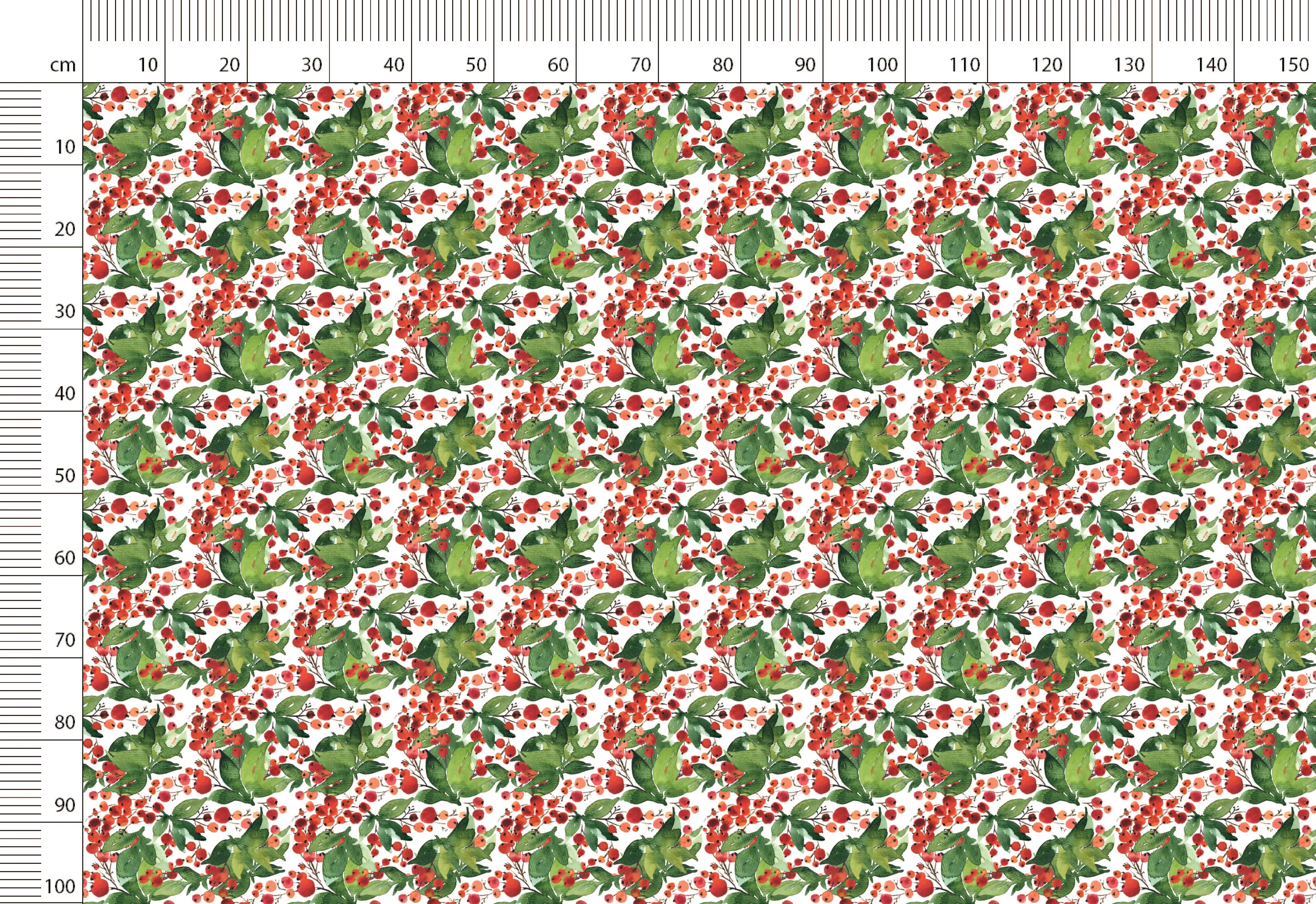 Christmas Print Linen By The Yard or Meter, Vintage Red Berries Print Linen Fabric For Bedding, Curtains, Clothing & Upholstery