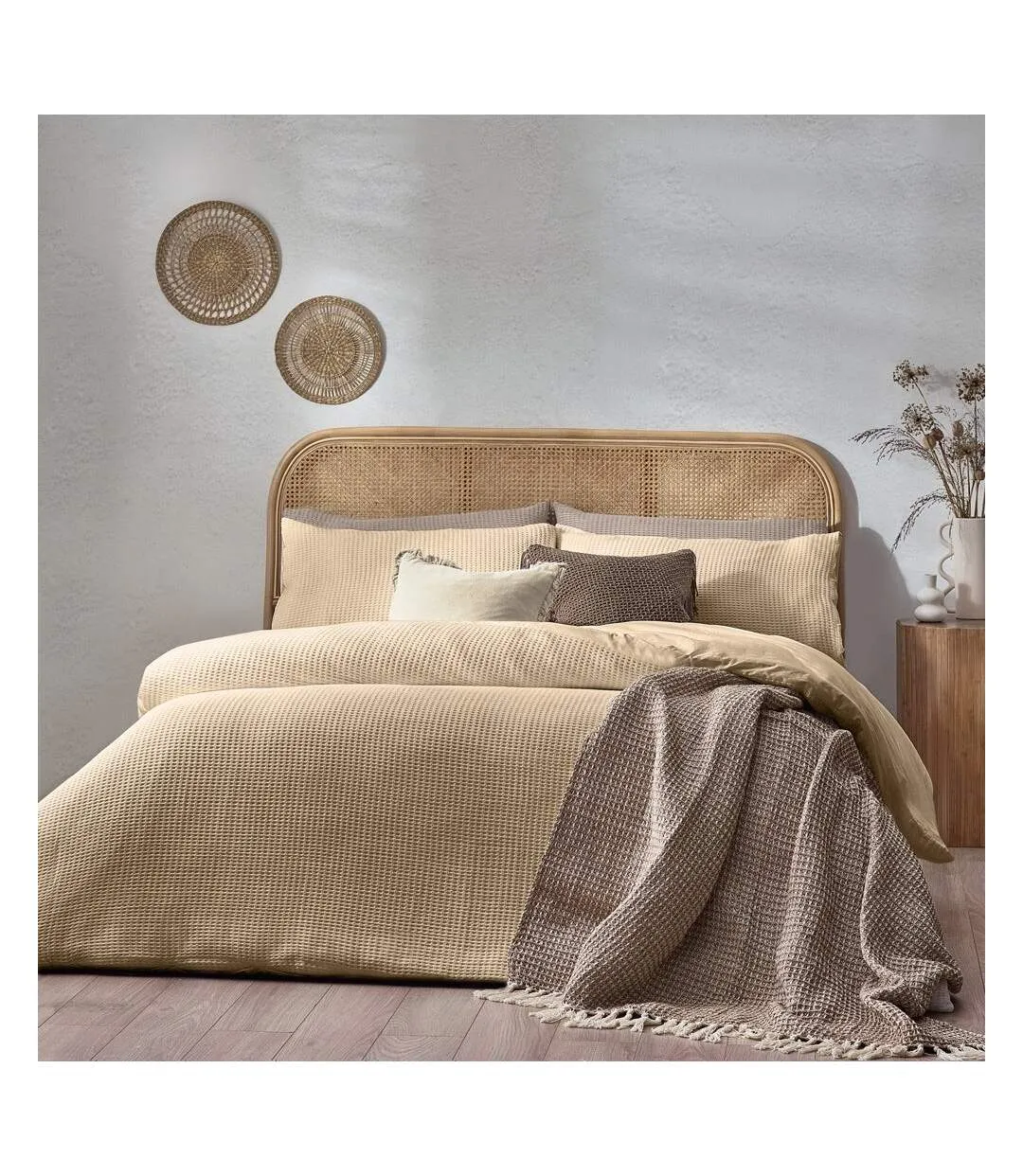 Chunky cotton waffle duvet cover set linen Yard