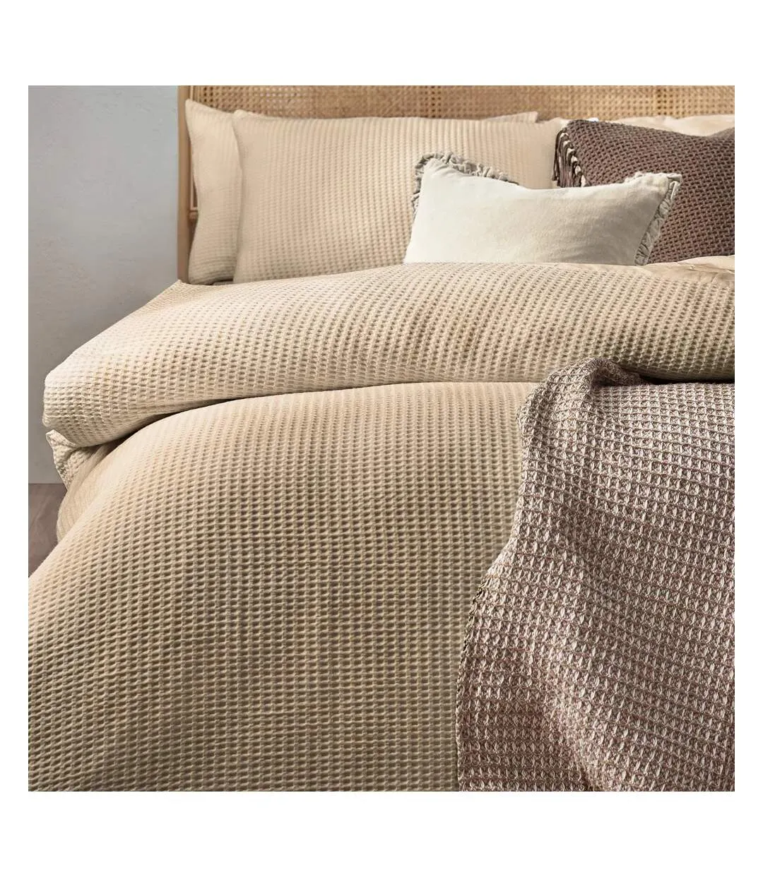 Chunky cotton waffle duvet cover set linen Yard