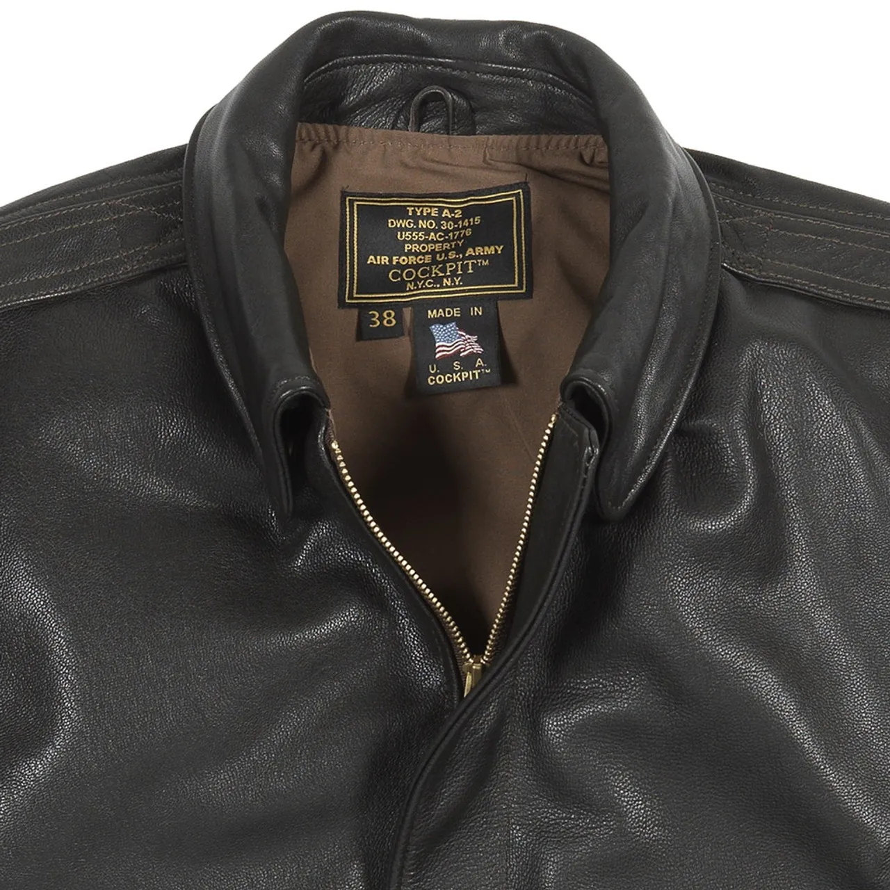 Cockpit USA U.S.A.F. 21st. Century A-2 Jacket Brown (Long) USA Made