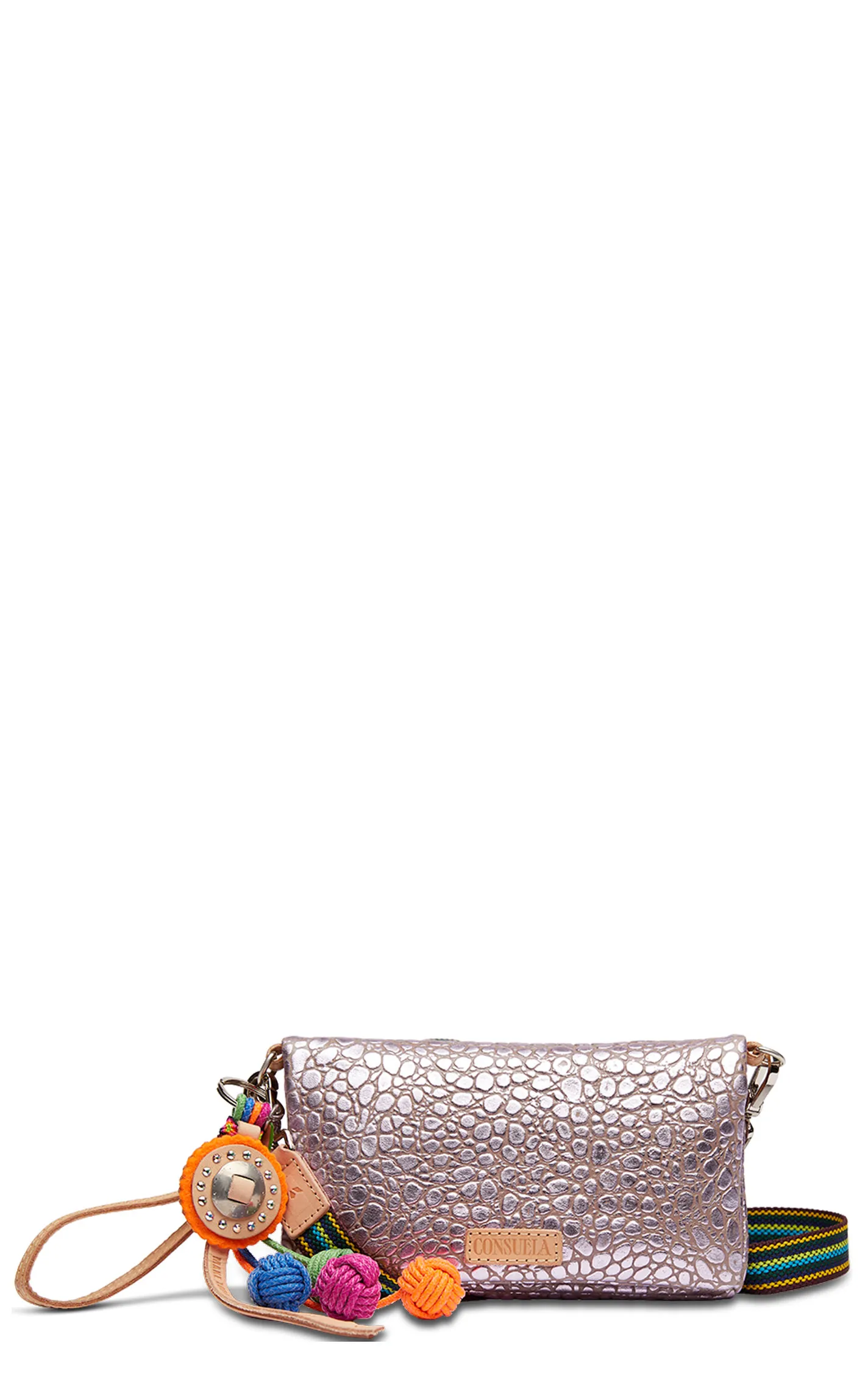 Consuela Lulu Lilac Foiled Pebbled Leather Uptown Crossbody Bag