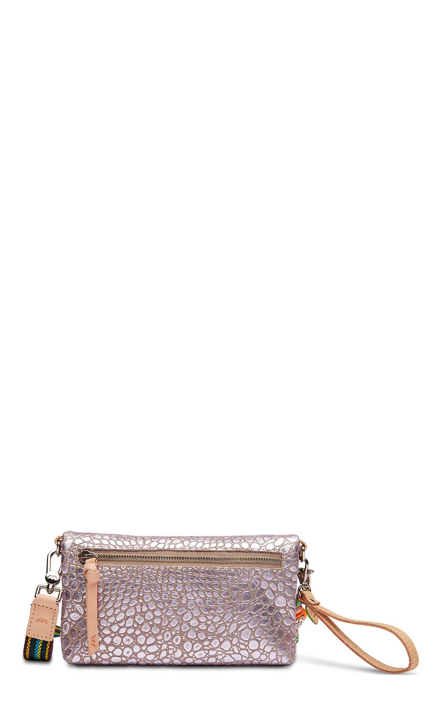 Consuela Lulu Lilac Foiled Pebbled Leather Uptown Crossbody Bag