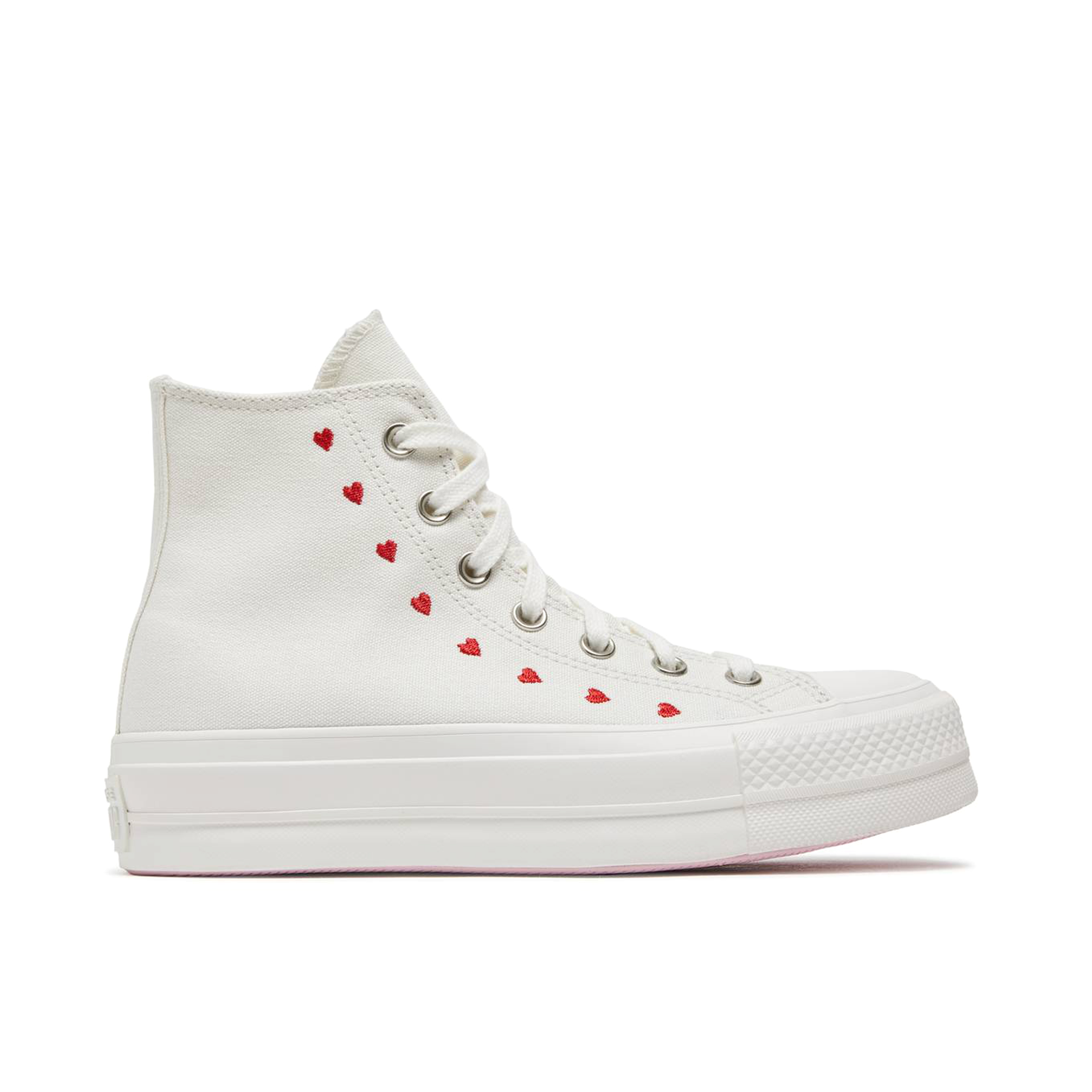 Converse Chuck Taylor All-Star Lift Hi White Red Womens | A01599C | Laced