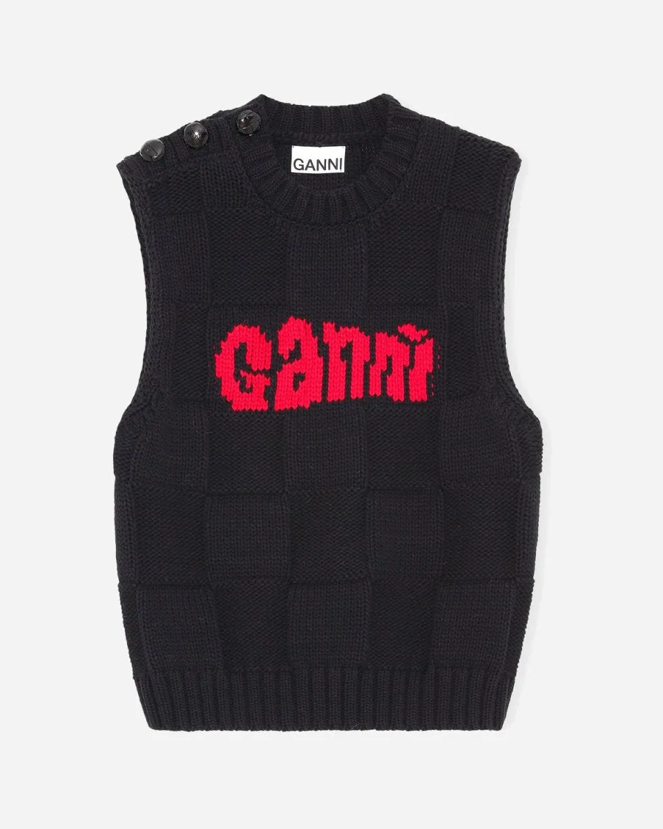 Cotton Rope Knit Vest - Black