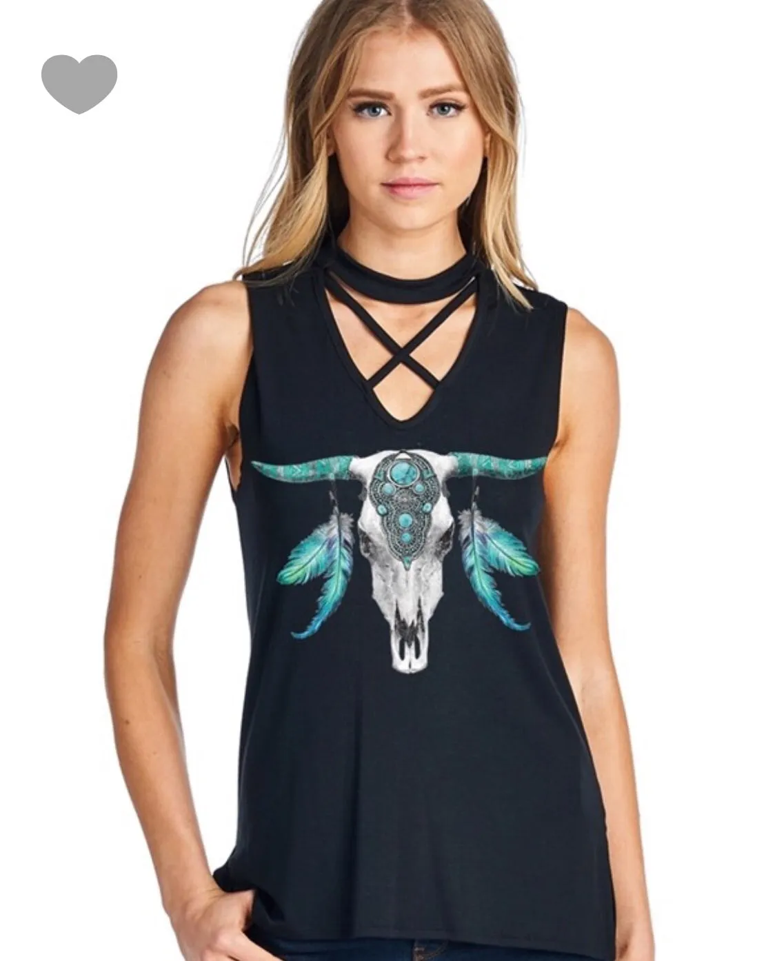 Cow Skull Sleeveless Top