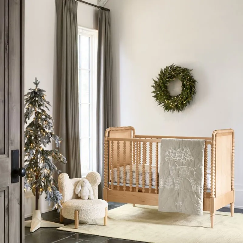 Crate&Barrel Nordic Christmas Deer Organic Cotton Baby Crib Quilt